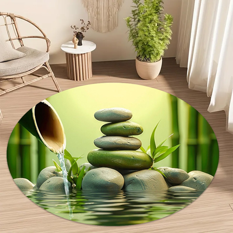 Spa Wellness Yoga - Alfombra Redonda Zen de Bambú y