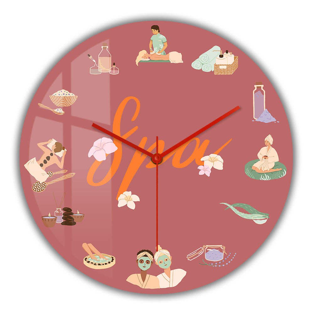Spa Wellness And Beauty - Reloj de Pared Silencioso de Cuarzo